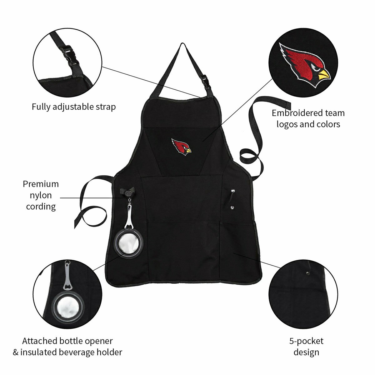 Grill Apron, Black, Arizona Cardinals - NFL Home