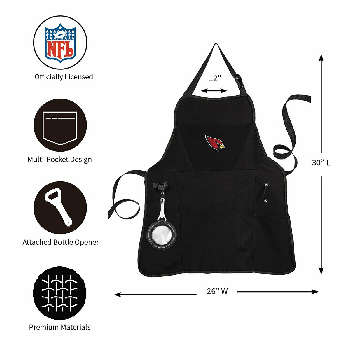 Grill Apron, Black, Arizona Cardinals - NFL Home