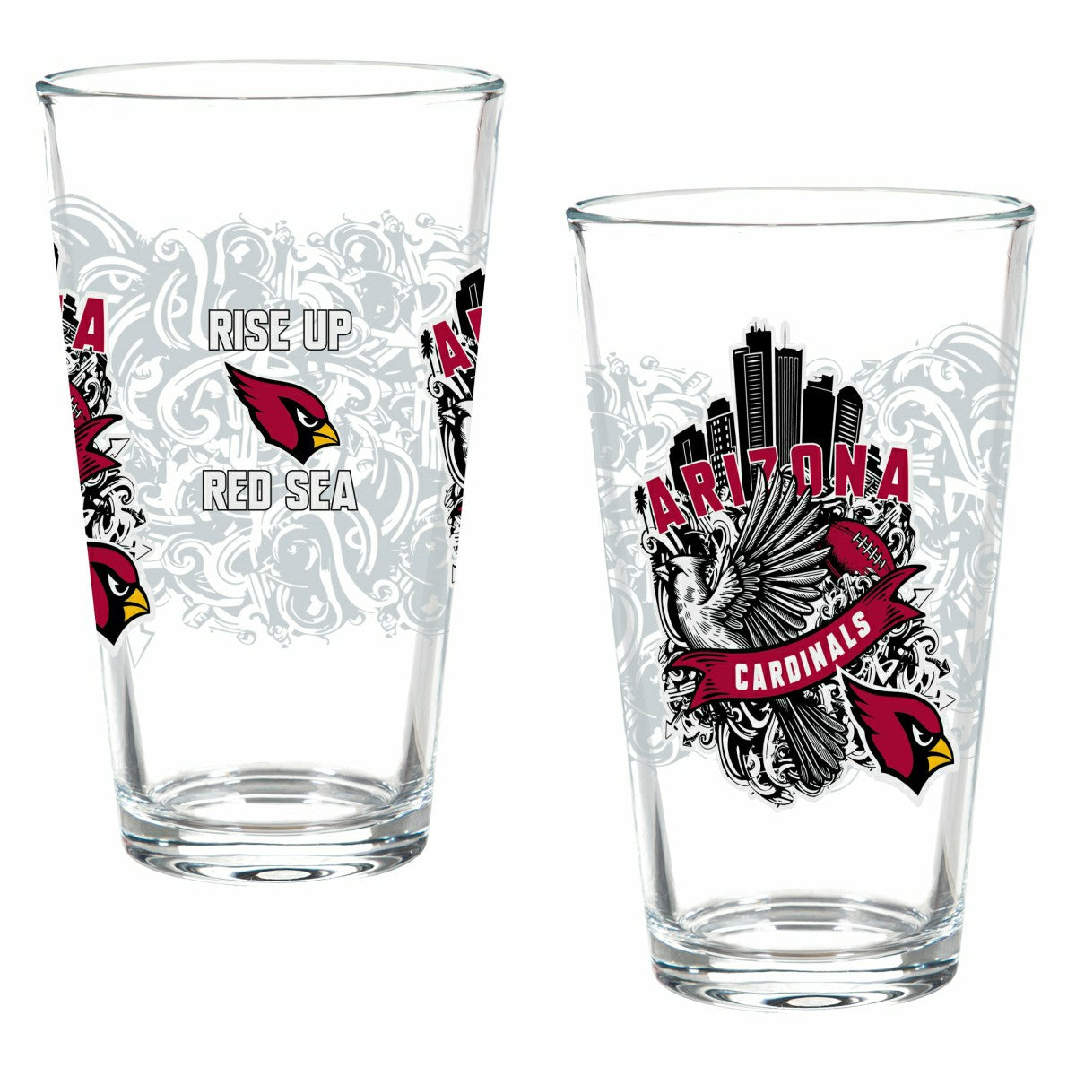 Arizona Cardinals 16oz Glass pint, Set of 2 - NFL Home
