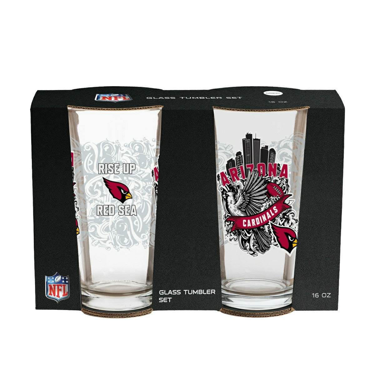 Arizona Cardinals 16oz Glass pint, Set of 2 - NFL Home