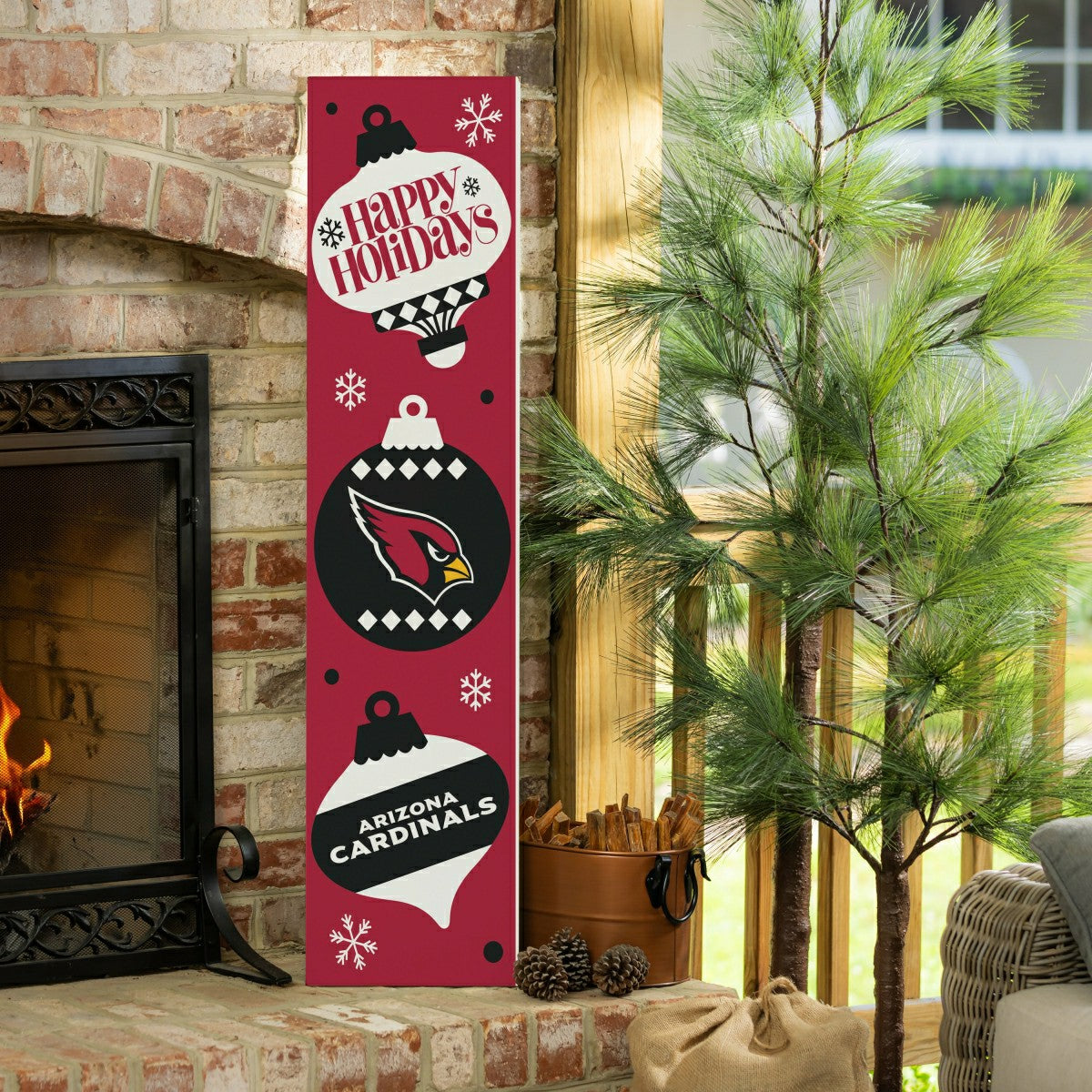 47" Double Sided Leaner, Arizona Cardinals, Christmas - NFL Home