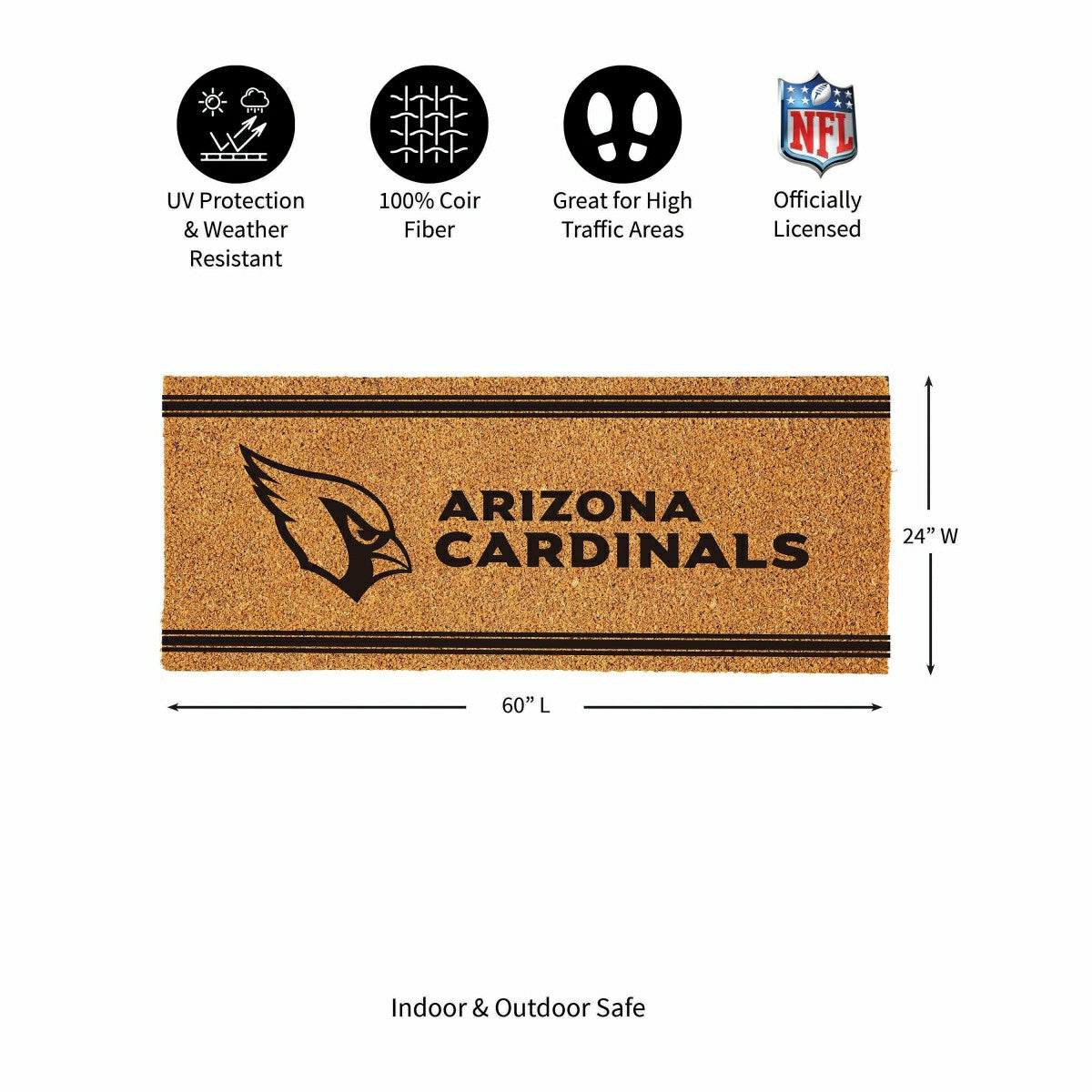 Arizona Cardinals Extra Large One Color Coir Mat, 60"x24" - NFL