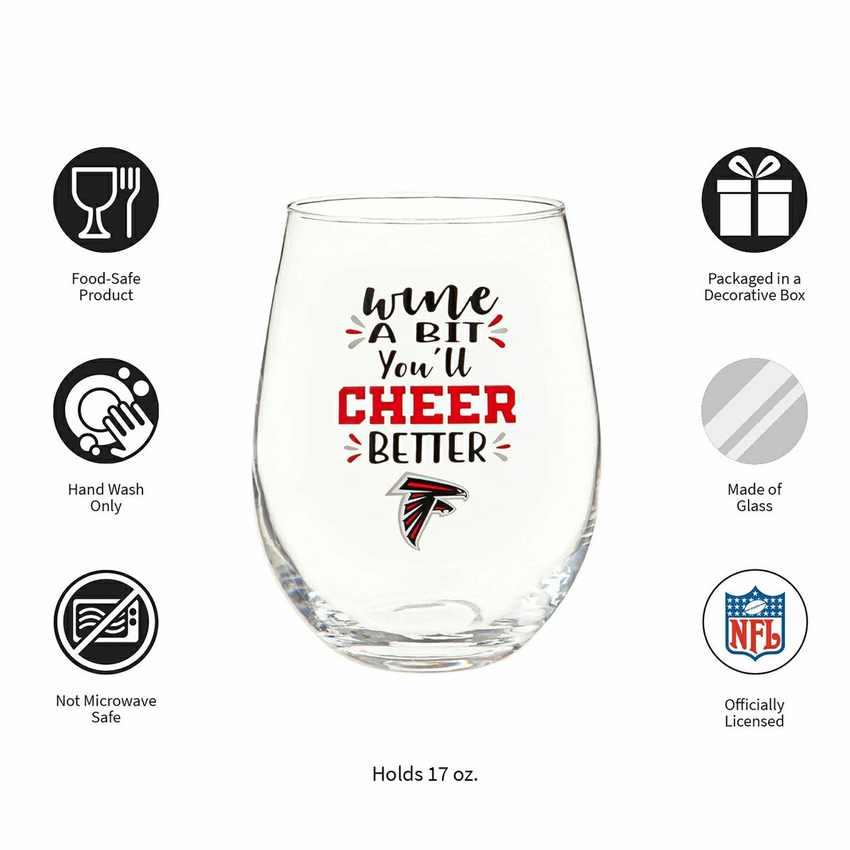Atlanta Falcons, 17oz Boxed Stemless Wine - NFL Home