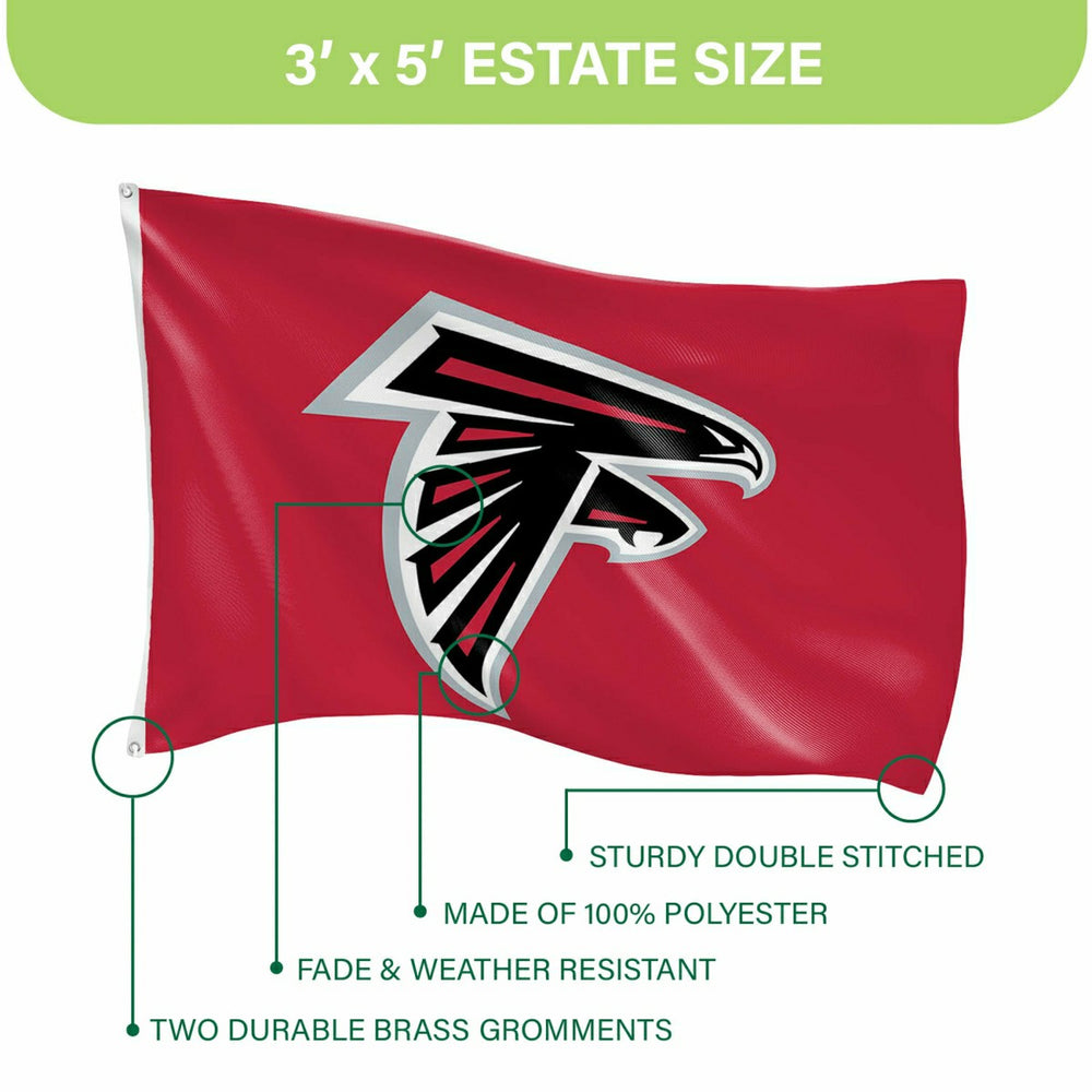 Atlanta Falcons Single Sided Flag w/ 2 Grommets, 3'x5' - NFL Home