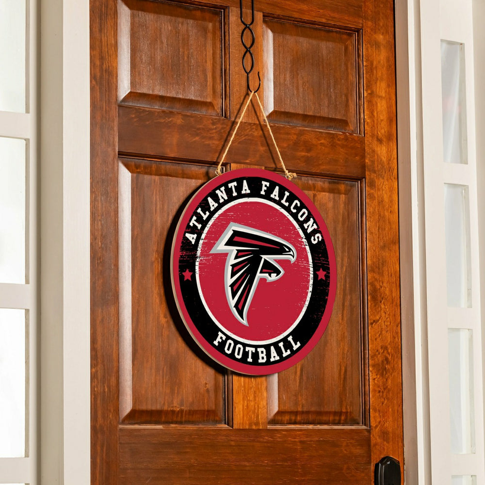 Atlanta Falcons Round Door Décor with Hanging Rope, 18x18 - NFL Home