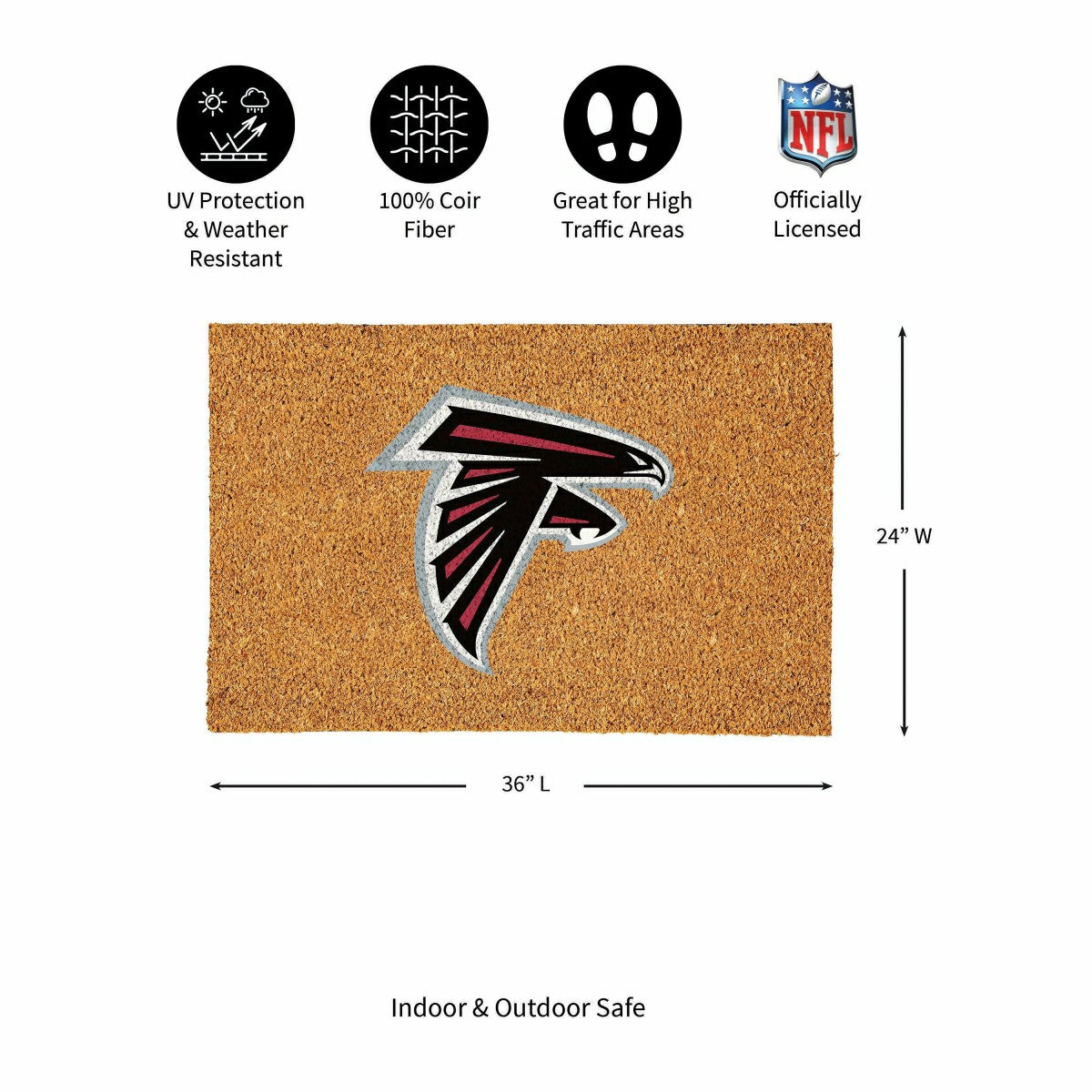 Atlanta Falcons Large Full Color Coir Mat, 36"x24" - NFL