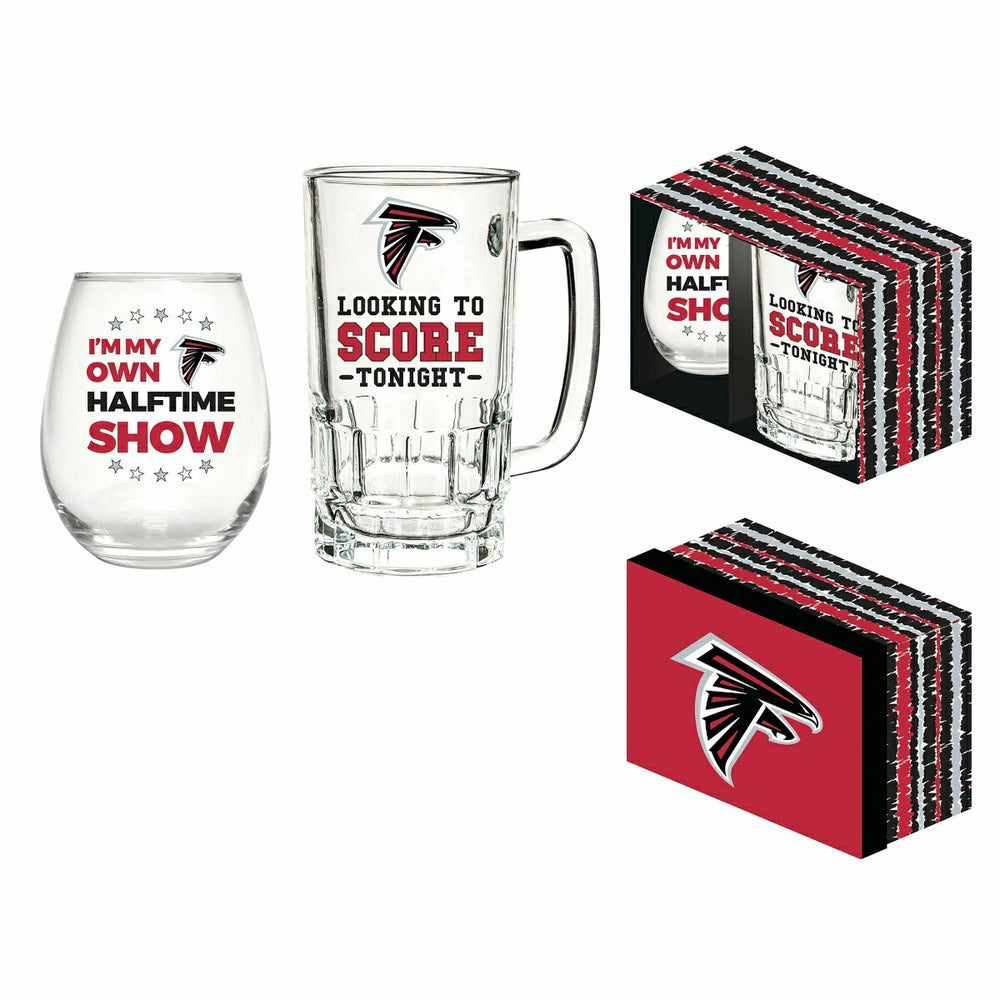 Atlanta Falcons, Stemless 17OZ Wine & Beer 16 OZ Gift Set - NFL