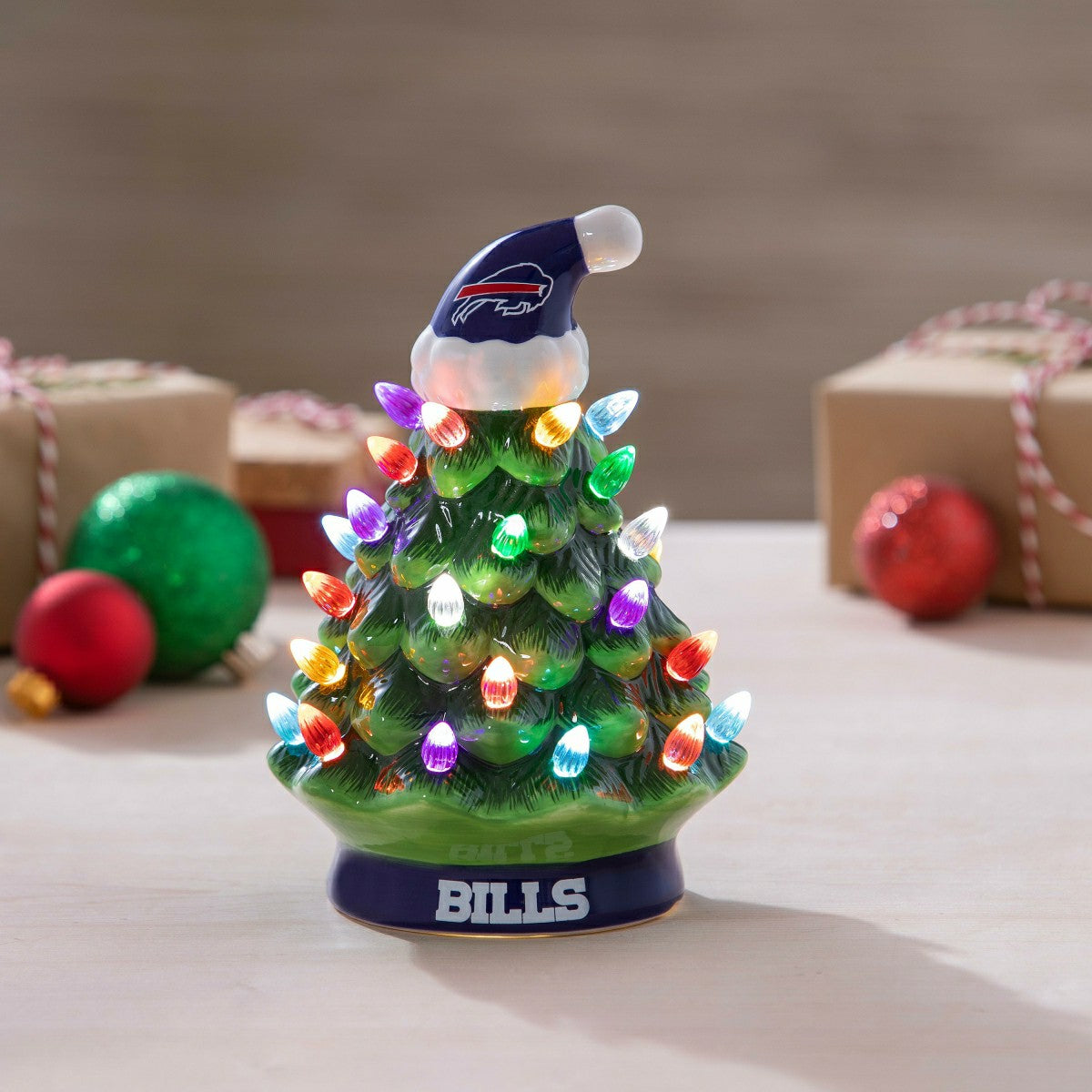 8" LED Ceramic Christmas Tree, Buffalo Bills - NFL Home