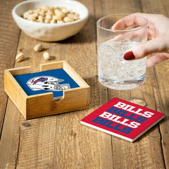Buffalo Bills Ceramic Coasters Set, 4pcs with Wood Caddy - NFL
