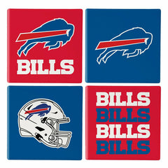 Buffalo Bills Ceramic Coasters Set, 4pcs with Wood Caddy - NFL