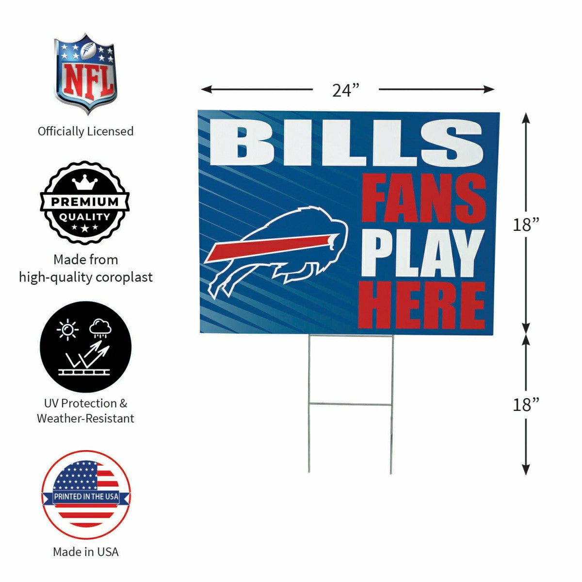 Buffalo Bills Coroplast Yard Sign "Fans Play Here" - NFL Home