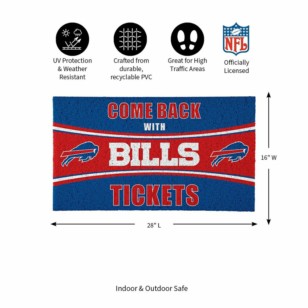 28" x 16" PVC Trapper Mat, Come Back with Tickets, Buffalo Bills - NFL