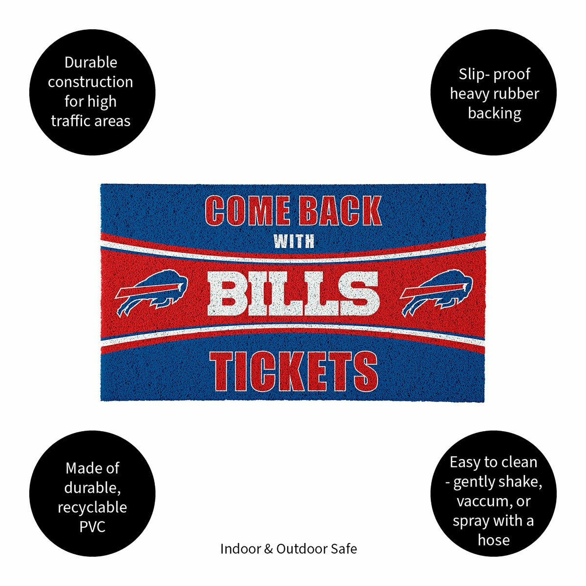 28" x 16" PVC Trapper Mat, Come Back with Tickets, Buffalo Bills - NFL