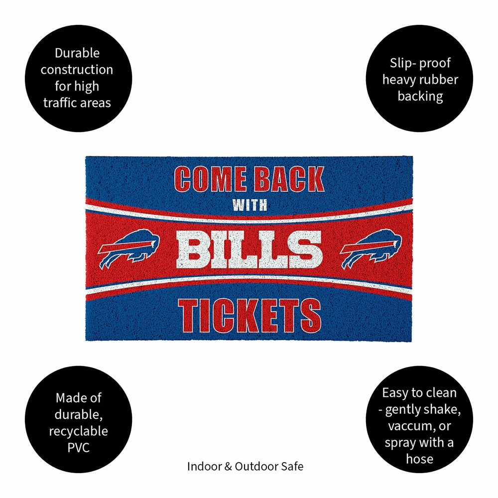 28" x 16" PVC Trapper Mat, Come Back with Tickets, Buffalo Bills - NFL