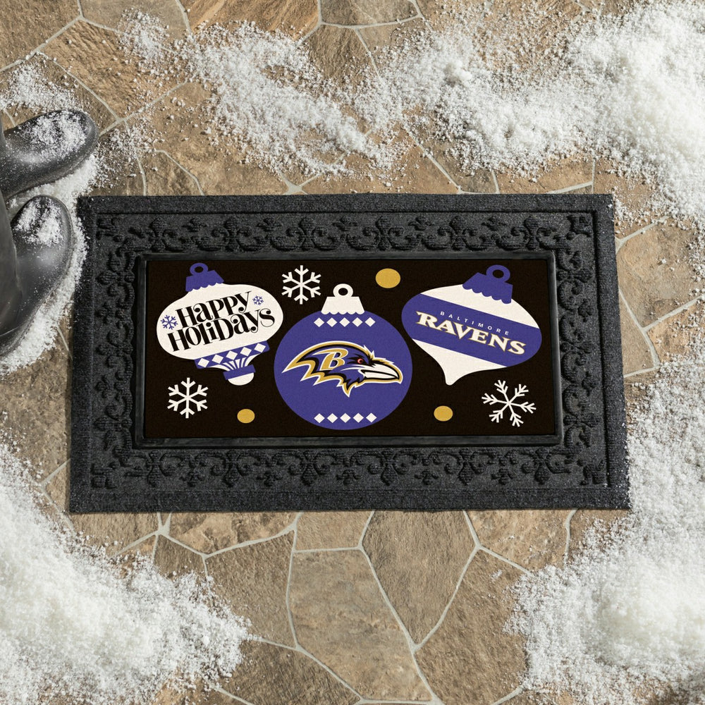 Baltimore Ravens Holiday Flocked Coir Sassafras Switch Mat, 22"x10" - NFL