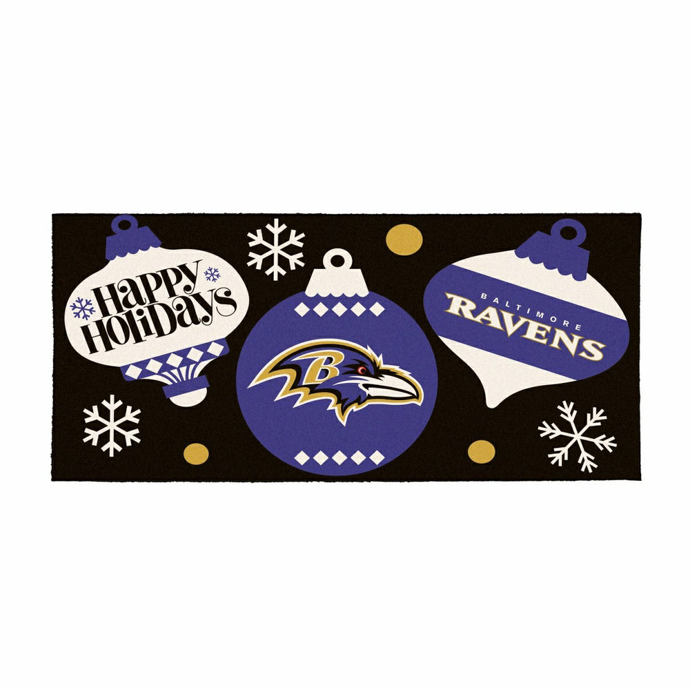 Baltimore Ravens Holiday Flocked Coir Sassafras Switch Mat, 22"x10" - NFL