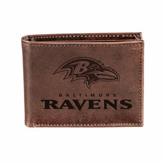 Baltimore Ravens, Bi-Fold Wallet, Brown, CH, 100% Genuine Leather - NFL Home