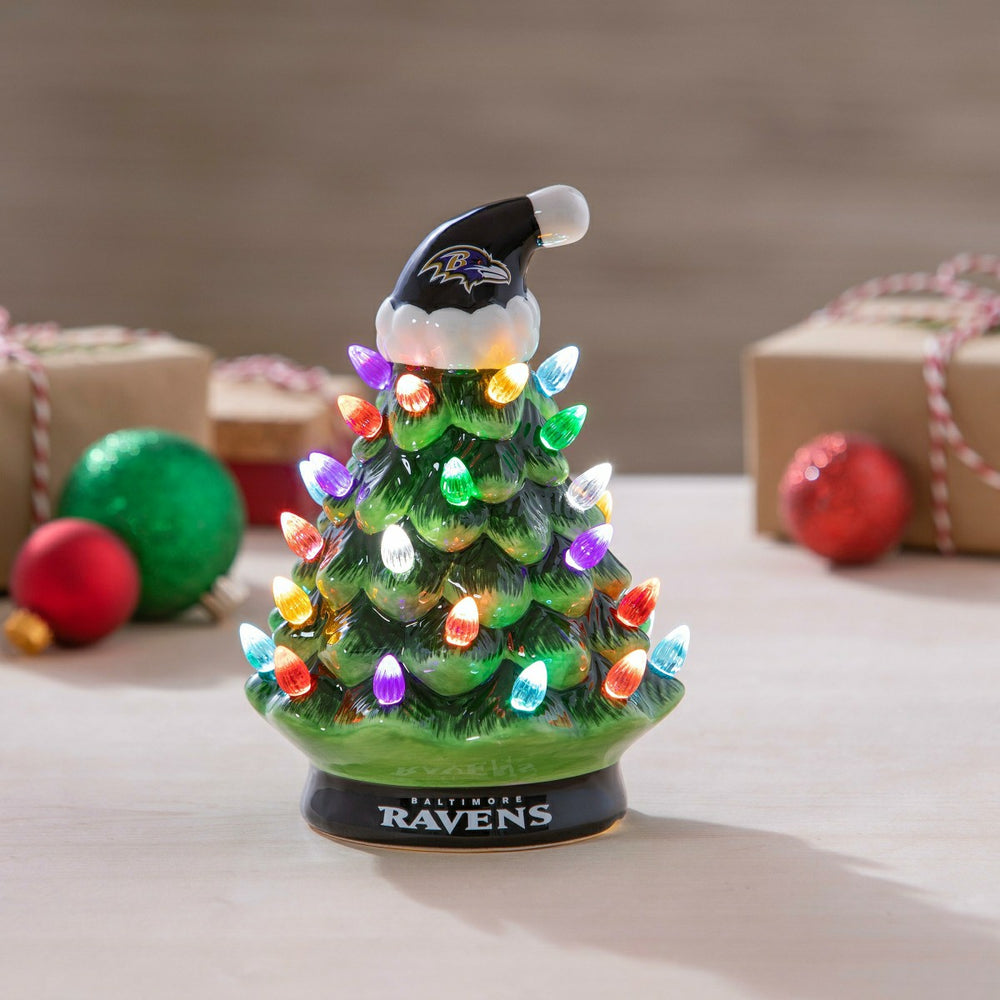 8" LED Ceramic Christmas Tree, Baltimore Ravens - NFL Home