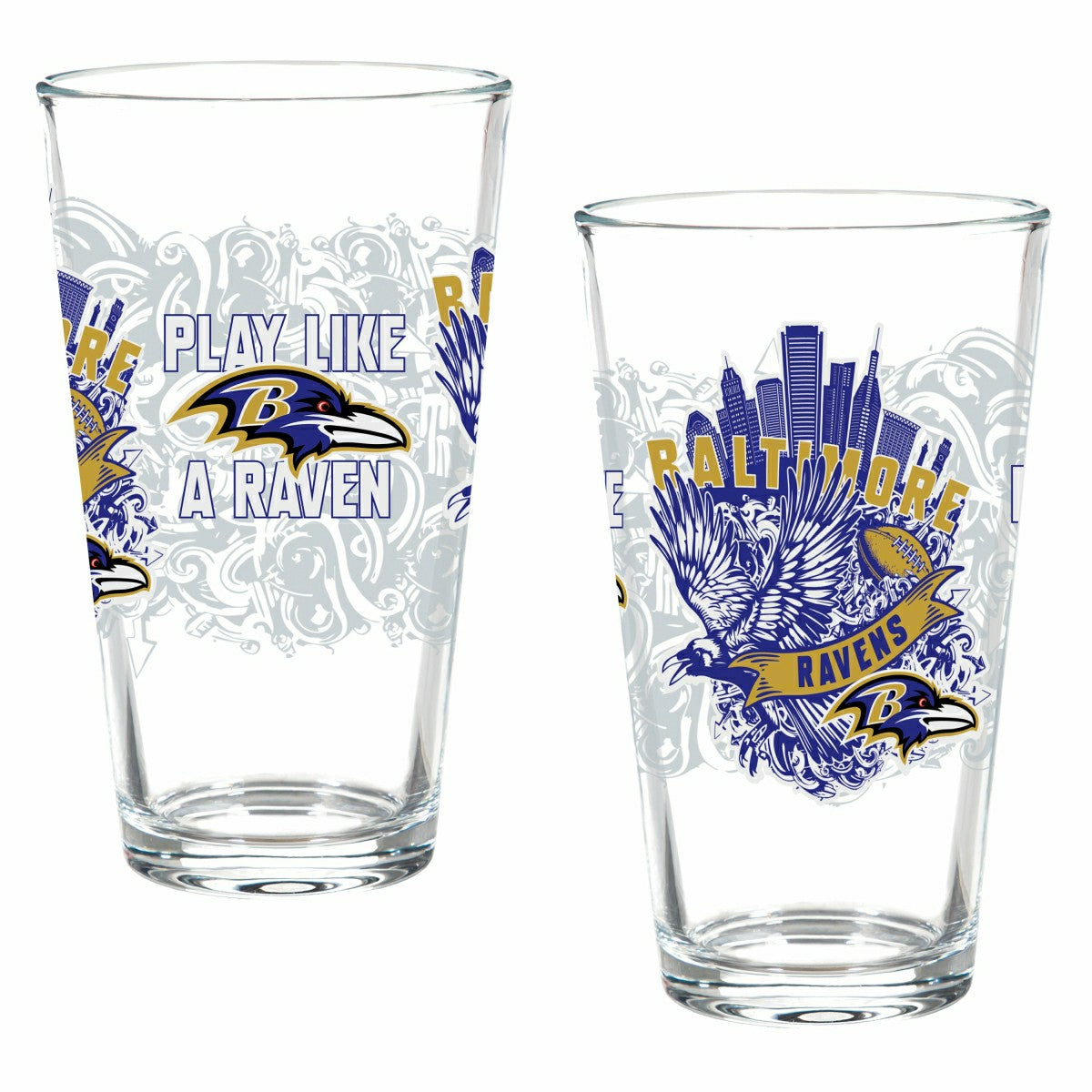 Baltimore Ravens 16oz Glass pint, Set of 2 - NFL Home