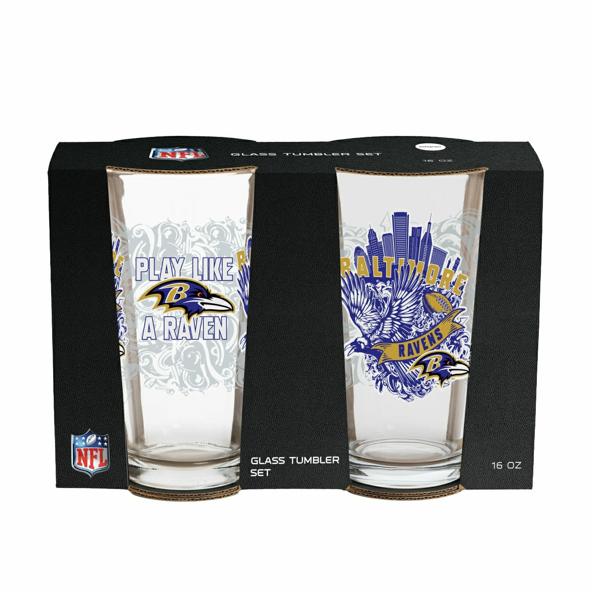 Baltimore Ravens 16oz Glass pint, Set of 2 - NFL Home