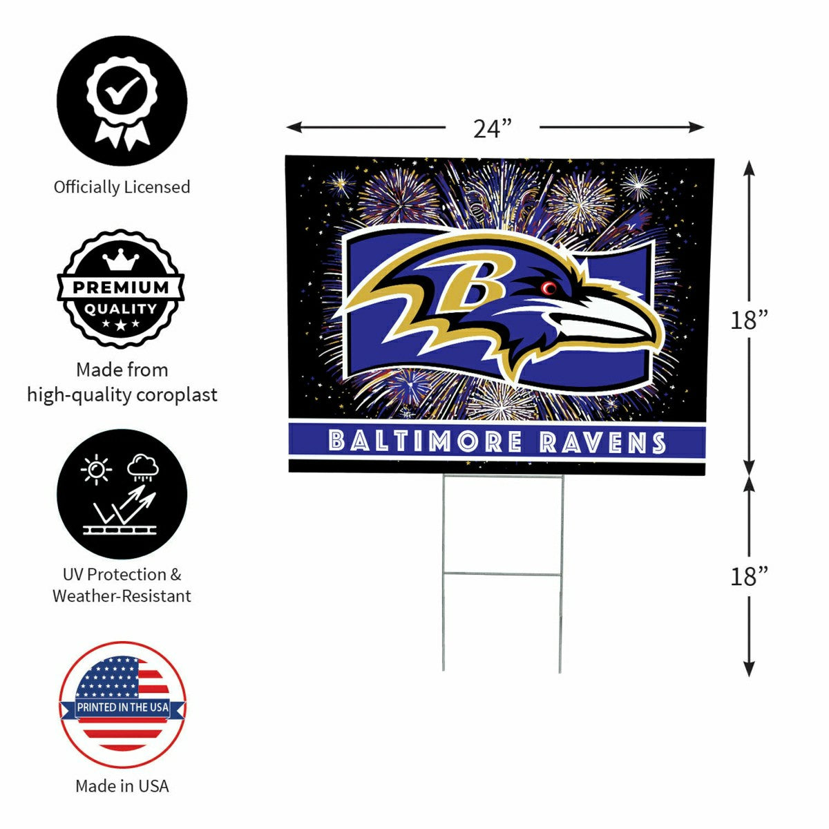 Baltimore Ravens Yard Sign, Patriotic - NFL Home