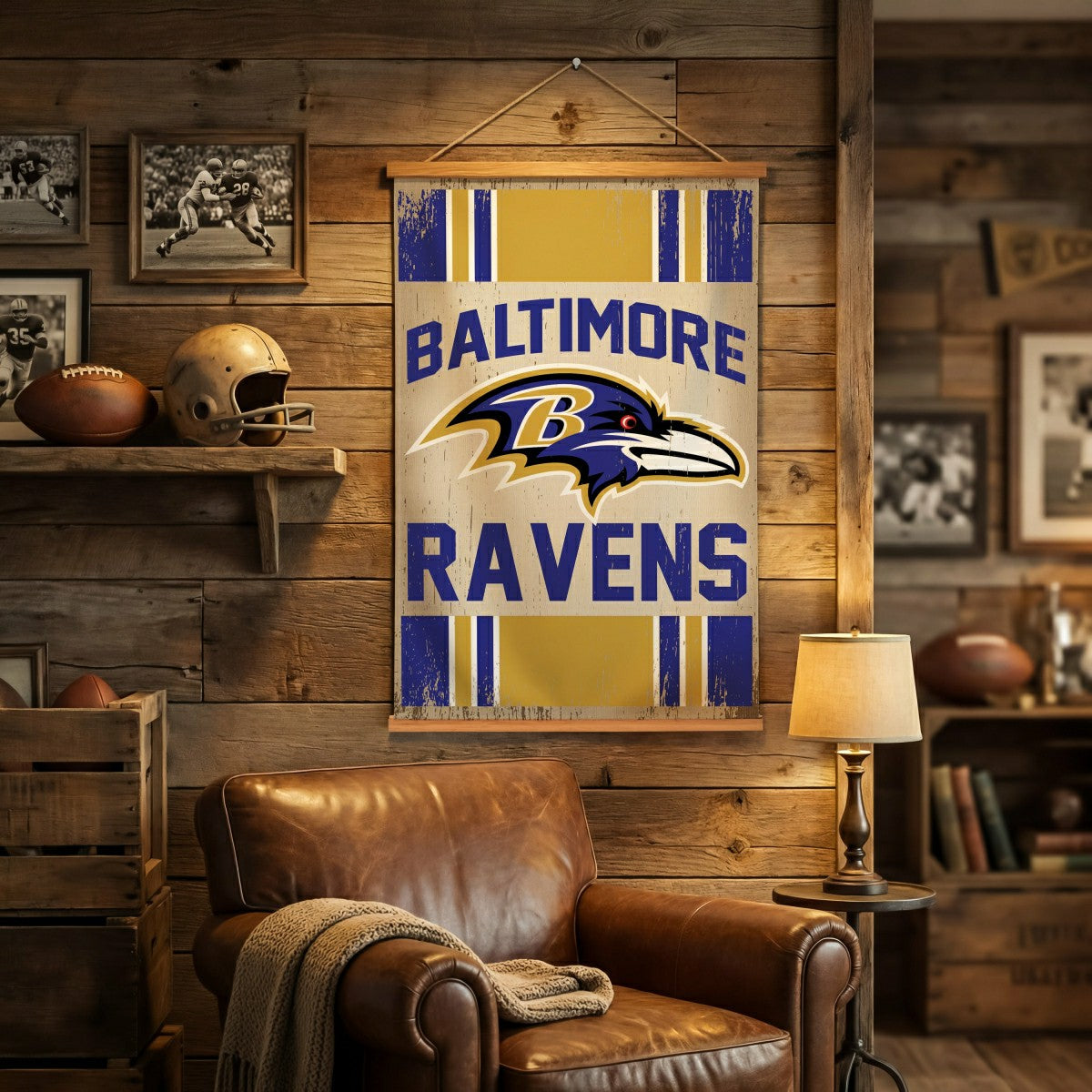 Baltimore Ravens, Canvas Wall Tapestry, Medium, 36x24 - NFL Home
