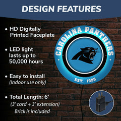 Carolina Panthers, Metal Lite, Round - NFL