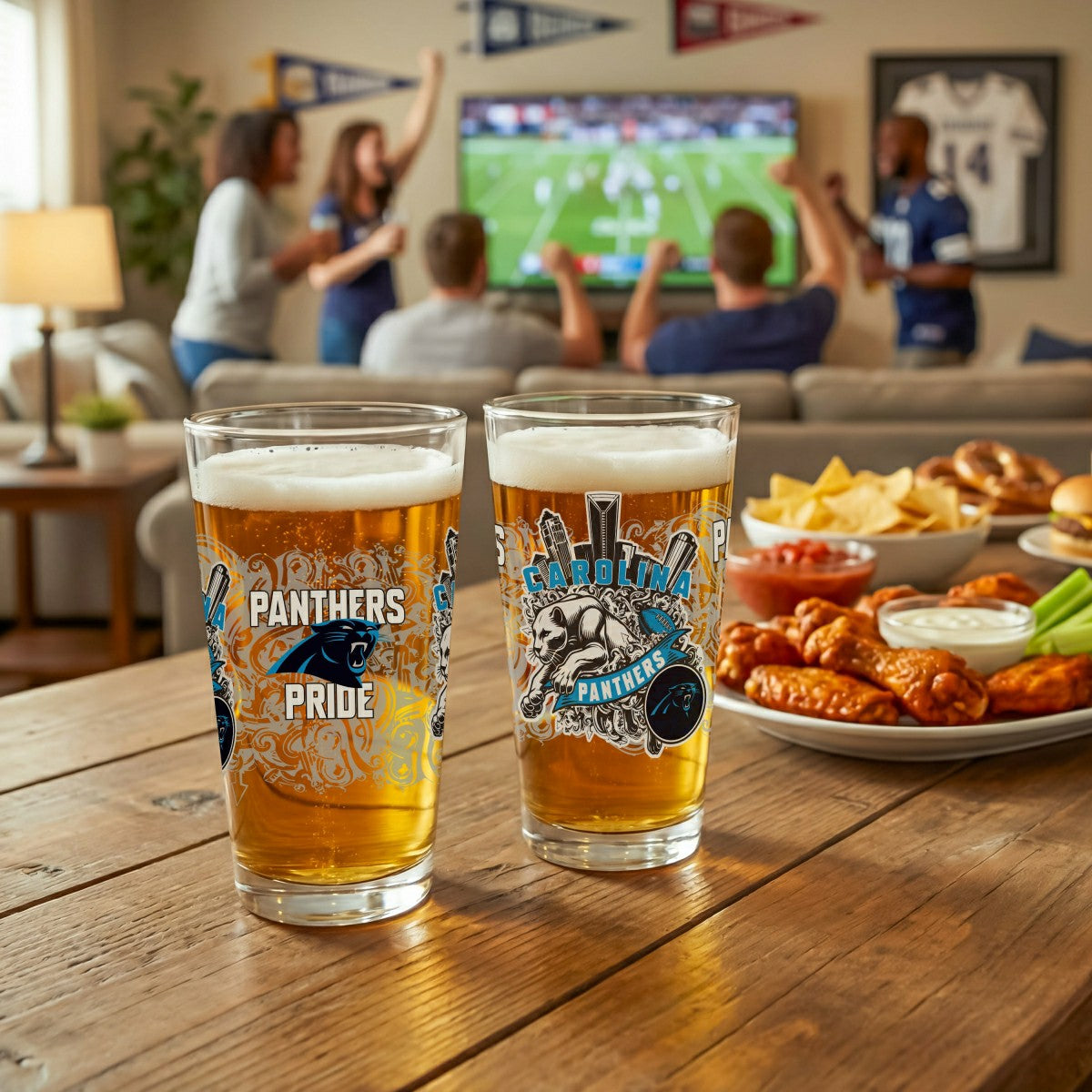 Carolina Panthers 16oz Glass pint, Set of 2 - NFL Home