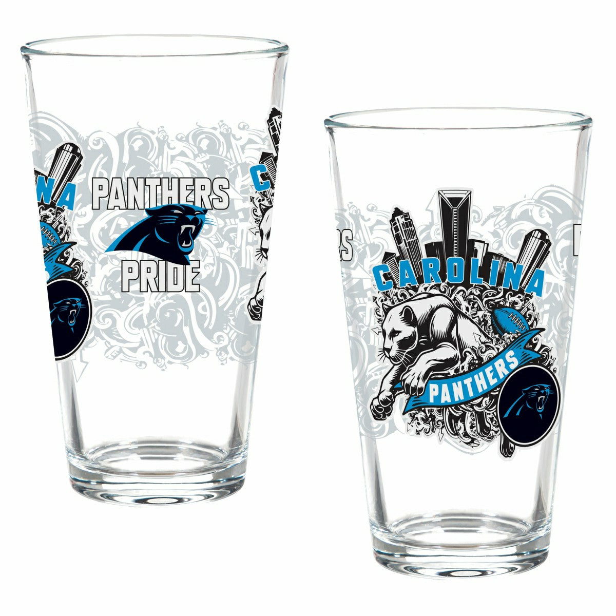 Carolina Panthers 16oz Glass pint, Set of 2 - NFL Home