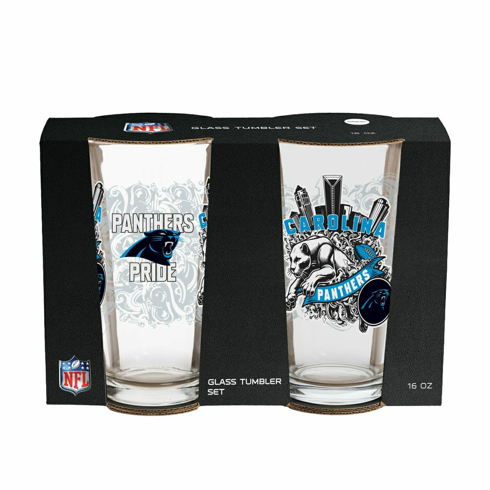Carolina Panthers 16oz Glass pint, Set of 2 - NFL Home