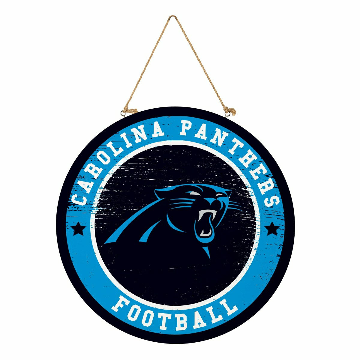 Carolina Panthers Round Door Décor with Hanging Rope, 18x18 - NFL Home