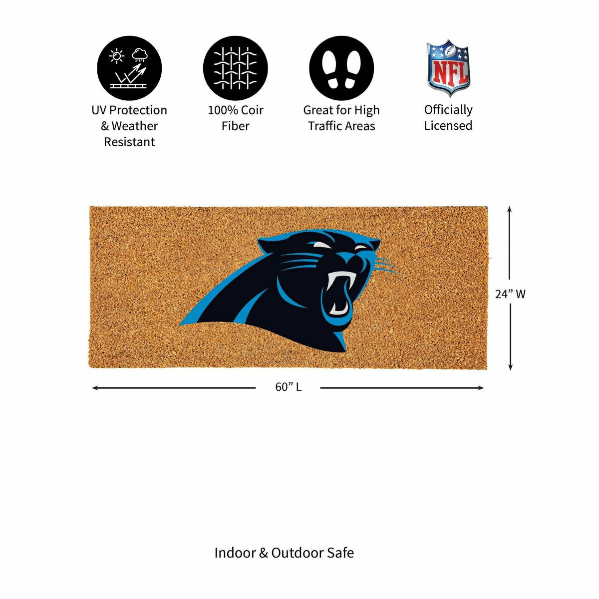 Carolina Panthers Extra Large Full Color Coir Mat, 60"x24" - NFL