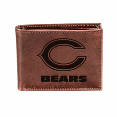 Chicago Bears, Bi-Fold Wallet, Brown, CH, 100% Genuine Leather - NFL Home