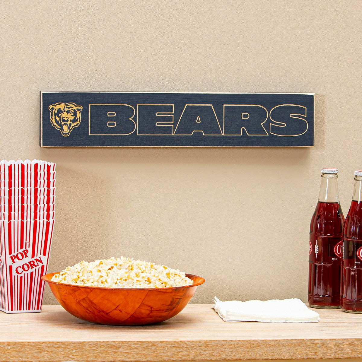 Chicago Bears Engraved Wood Sign, 3.5" x 18" - NFL Home