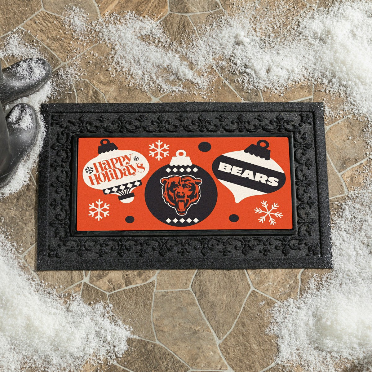 Chicago Bears Holiday Flocked Coir Sassafras Switch Mat, 22"x10" - NFL
