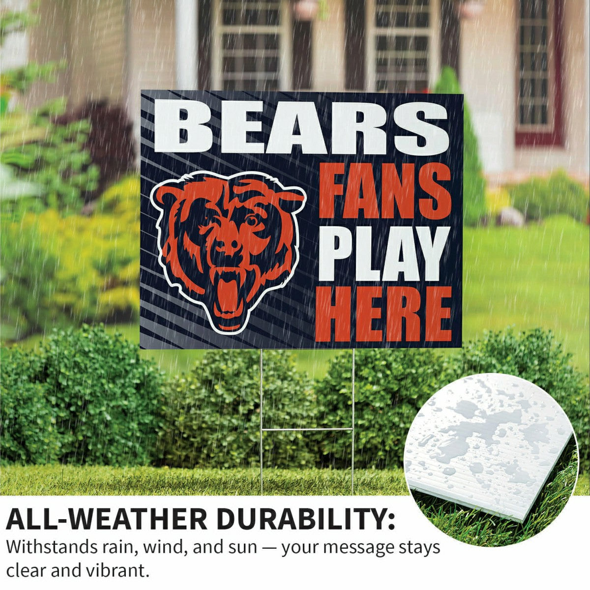 Chicago Bears Coroplast Yard Sign "Fans Play Here" - NFL Home
