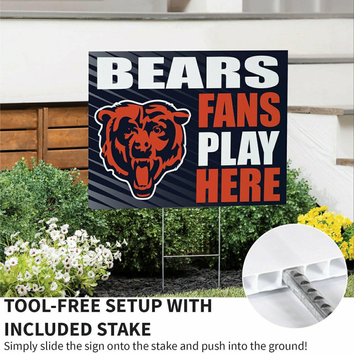 Chicago Bears Coroplast Yard Sign "Fans Play Here" - NFL Home