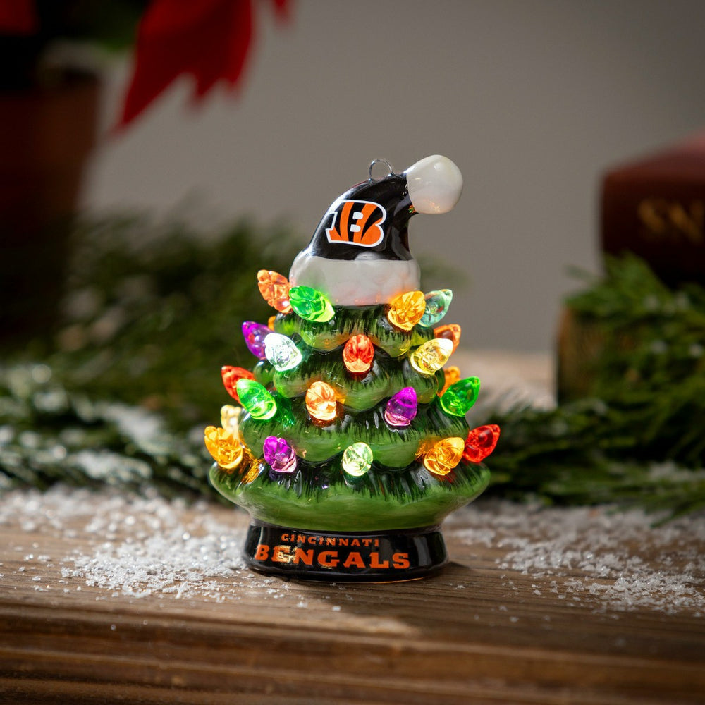 4" Mini LED Tabletop Christmas Tree, Set of 2, Cincinnati Bengals - NFL Home