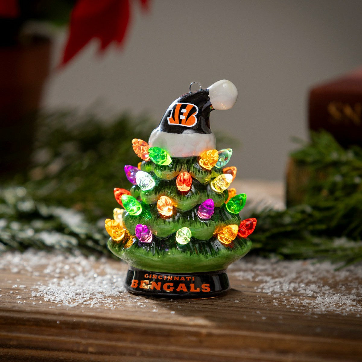 4" Mini LED Tabletop Christmas Tree, Set of 2, Cincinnati Bengals - NFL Home