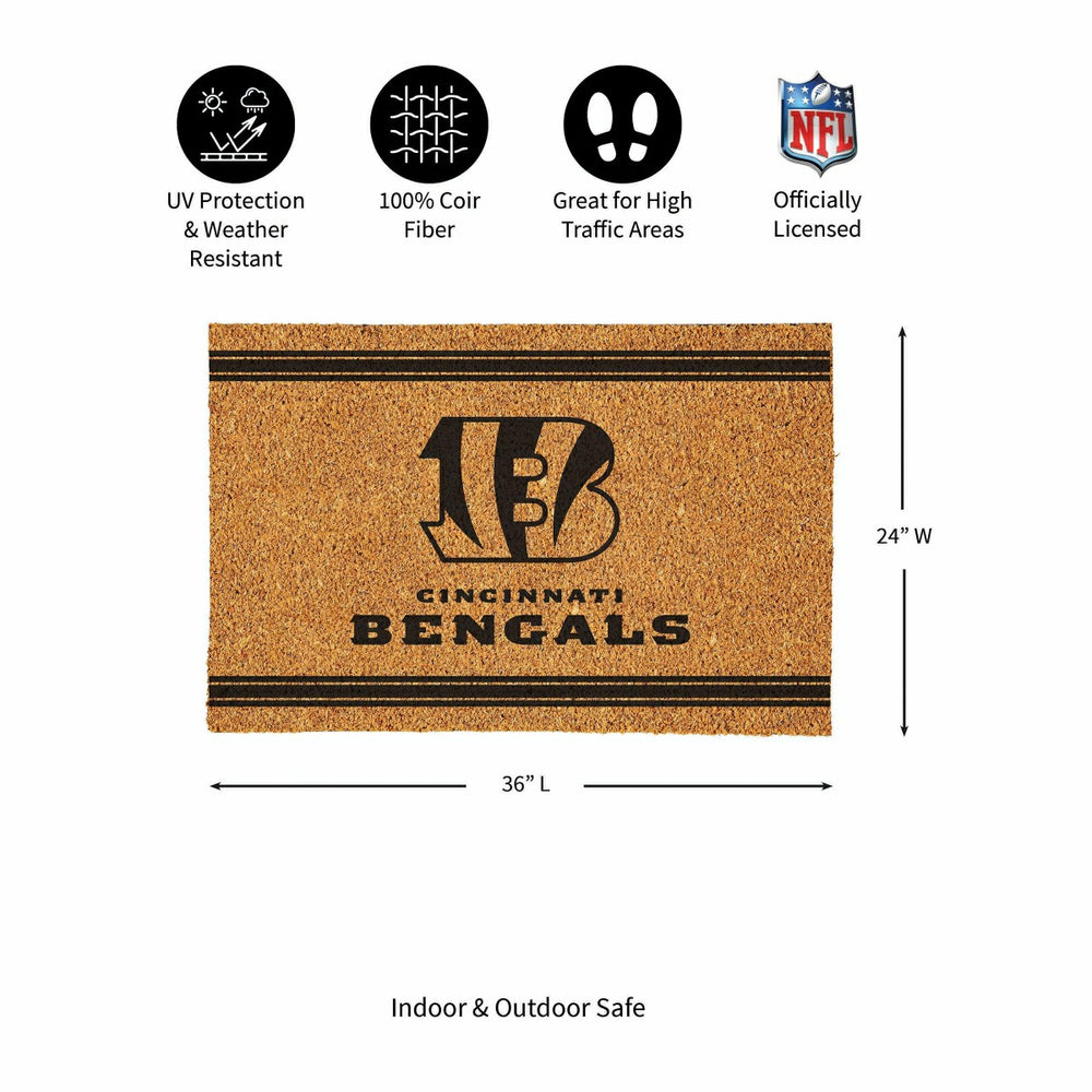 Cincinnati Bengals Large One Color Coir Mat, 36"x24" - NFL