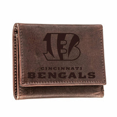 Cincinnati Bengals, Tri-Fold Wallet, Brown, CH, 100% Genuine Leather - NFL Home