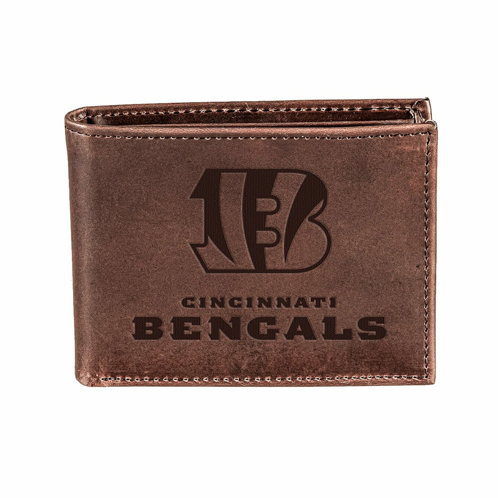 Cincinnati Bengals, Bi-Fold Wallet, Brown, CH, 100% Genuine Leather - NFL Home