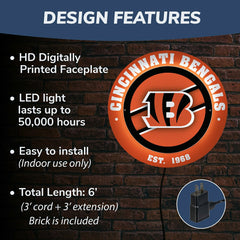 Cincinnati Bengals, Metal Lite, Round - NFL