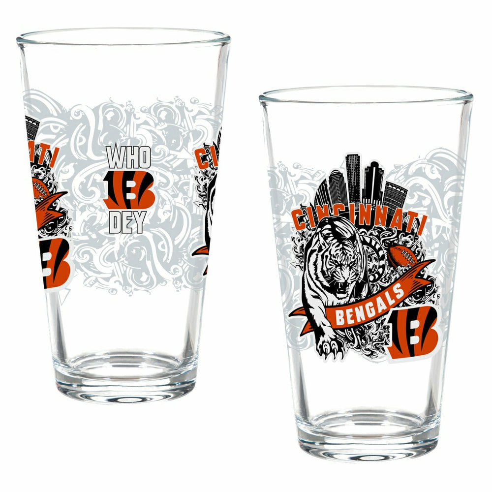 Cincinnati Bengals 16oz Glass pint, Set of 2 - NFL Home
