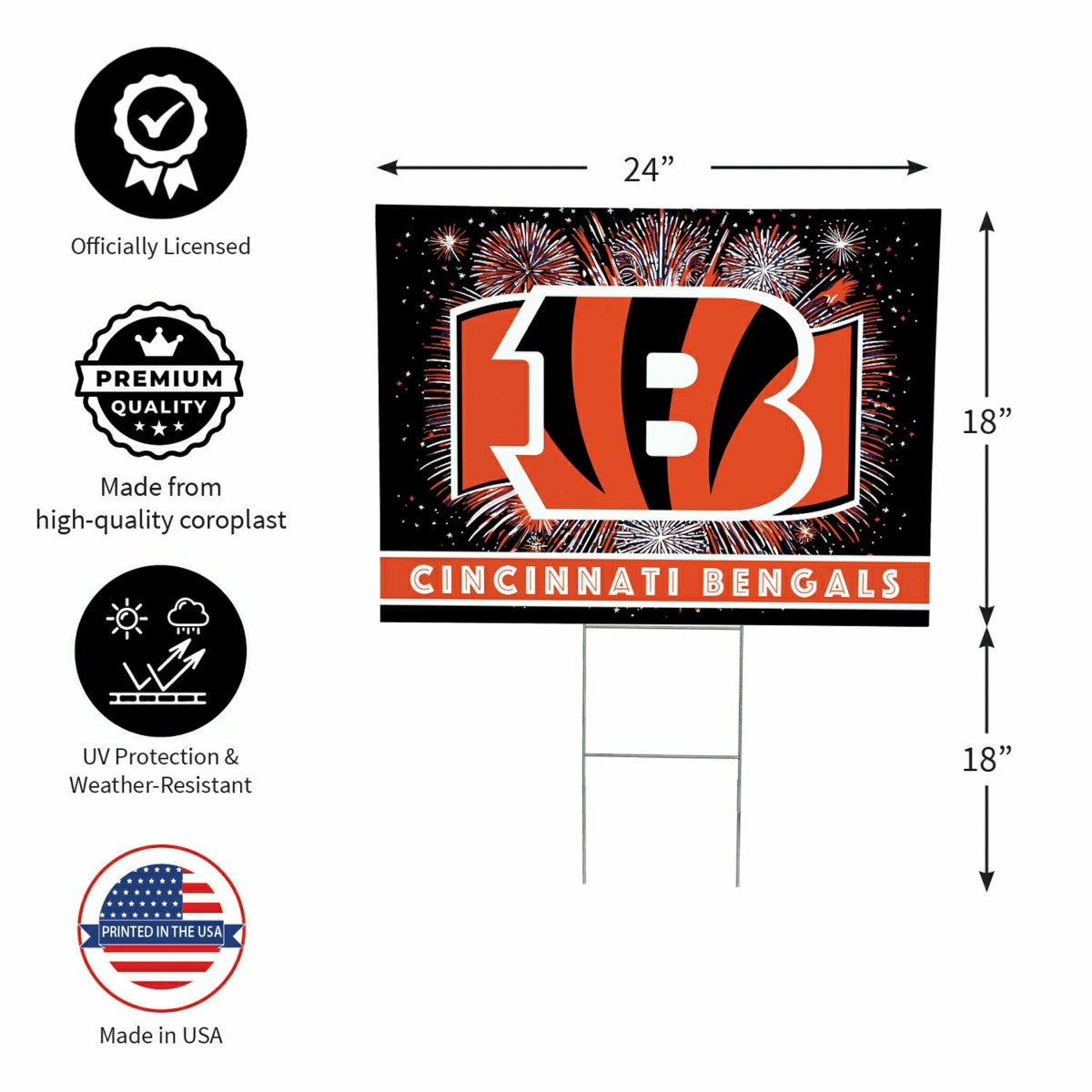 Cincinnati Bengals Yard Sign, Patriotic - NFL Home