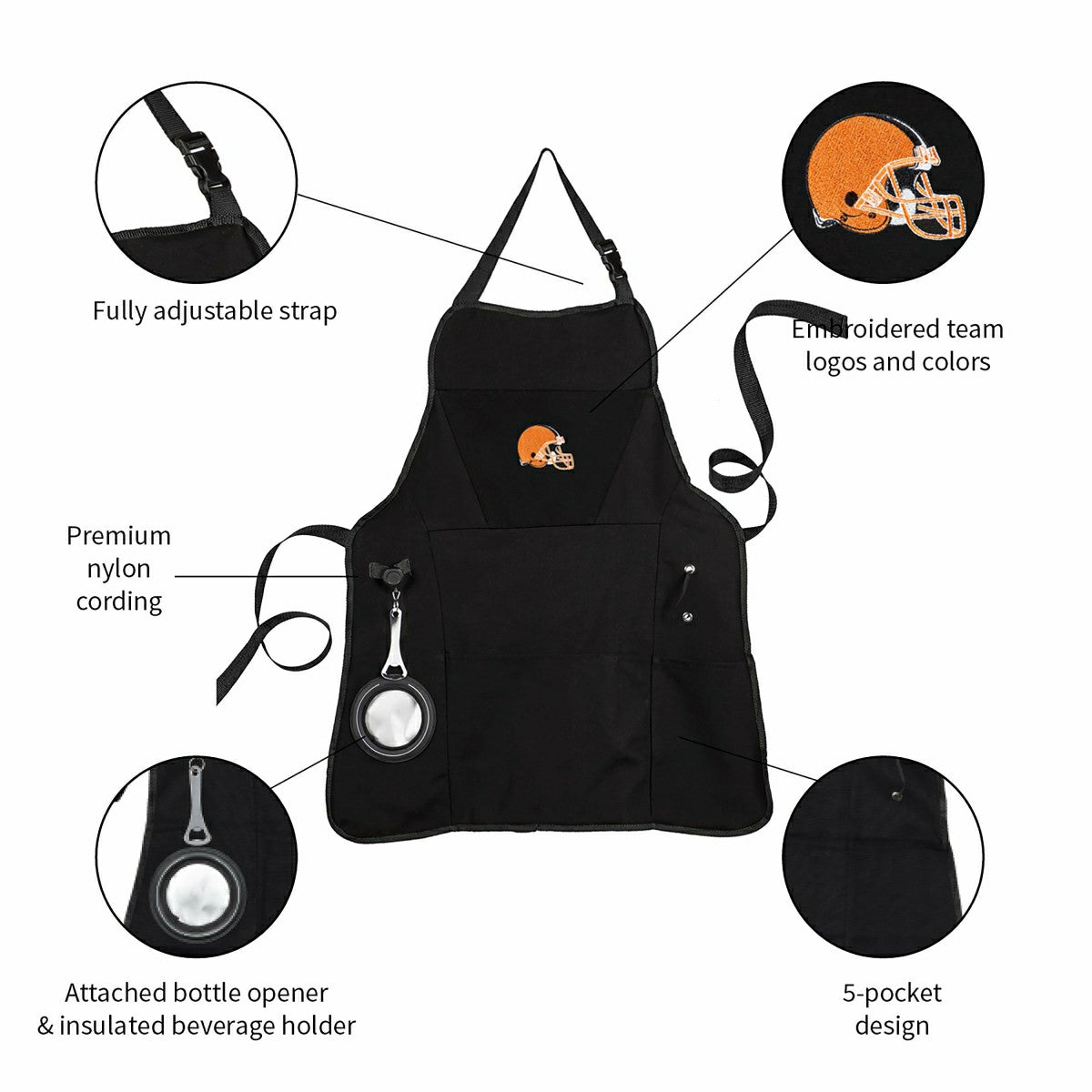 Grill Apron, Black, Cleveland Browns - NFL Home