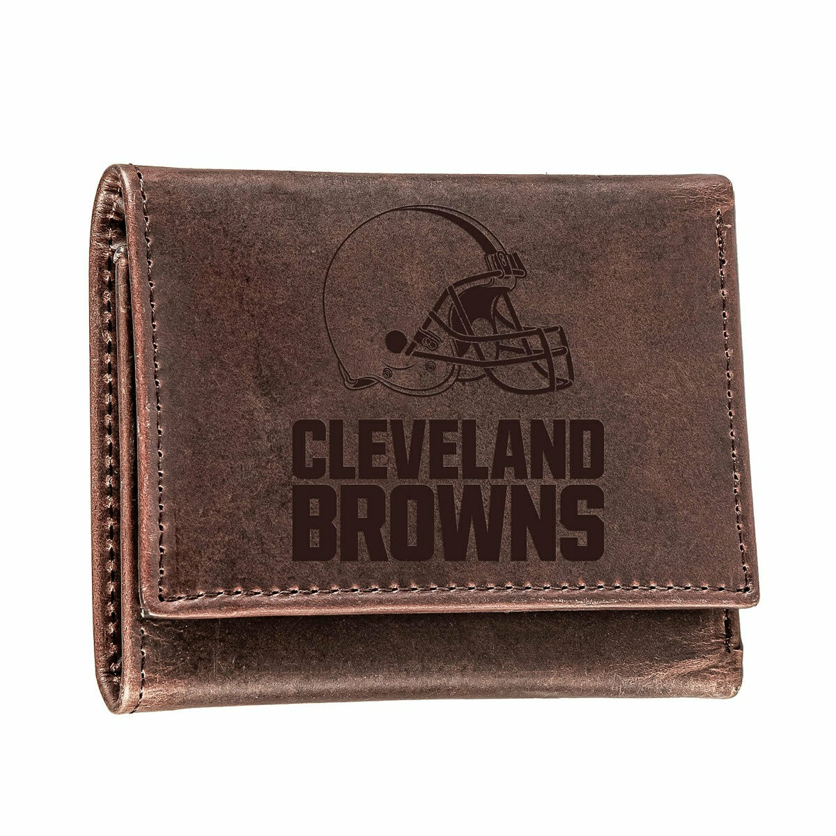 Cleveland Browns, Tri-Fold Wallet, Brown, CH, 100% Genuine Leather - NFL Home