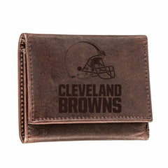 Cleveland Browns, Tri-Fold Wallet, Brown, CH, 100% Genuine Leather - NFL Home