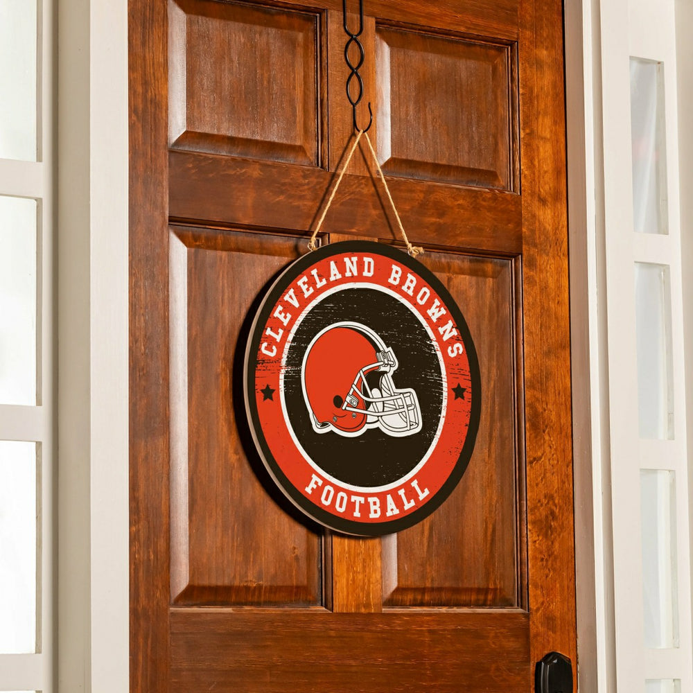Cleveland Browns Round Door Décor with Hanging Rope, 18x18 - NFL Home
