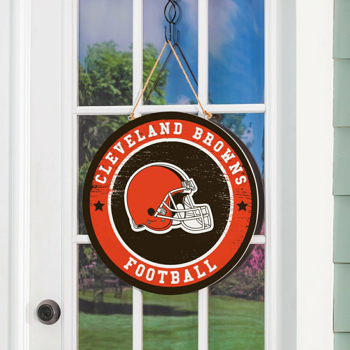 Cleveland Browns Round Door Décor with Hanging Rope, 18x18 - NFL Home
